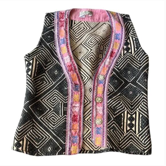 A Territory Ahead Cotton Tribal Geometric Vest Sz S - Picture 1 of 5